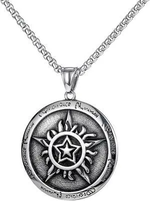Supernatural Star Pentagram Pentacle Necklace Hip Hop Pendant Stainless Steel Men Jewelry