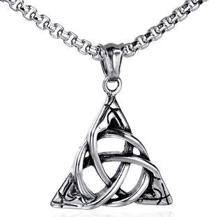 Stainless Steel Irish Celtic Triquetra Pendant Triangle Trinity Knot Necklaces