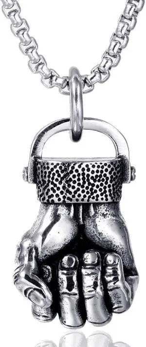 Stainless Steel Fist Pendant Boxing Sports Fitness Necklace Hip Hop Punk Jewelry Boxer Gift