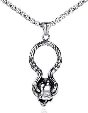 Stainless Steel Skeleton Hand Skull Pendant Halloween Gothic Rock Punk Necklace