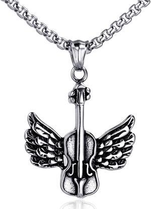 Angel Wings Violin Pendant Musical instrument Music Enthusiast Necklace