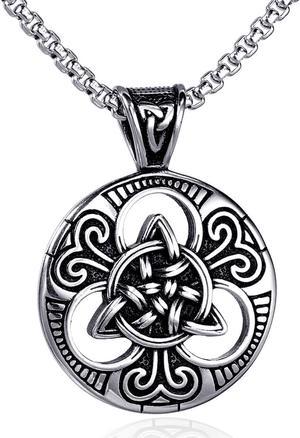 Viking Norse Rune Celtic Knot Pendant Men Stainless Steel Vintage Talisman Necklace Amulet Jewelry