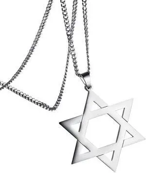 Men Women Stainless Steel Hollow Out Hexagram Star of David Pendant Necklace