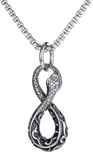 Viper Cobra Python Serpent Knot Pendant Stainless Steel Punk Hip Hop Necklace Men Jewelry