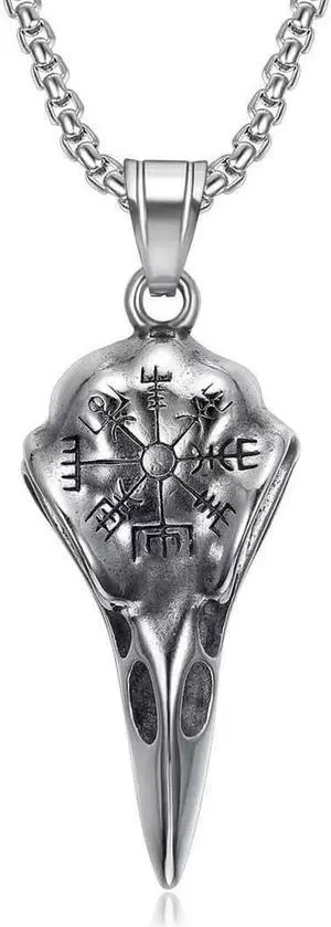Men Stainless Steel Raven Beak Necklace Viking Jewelry