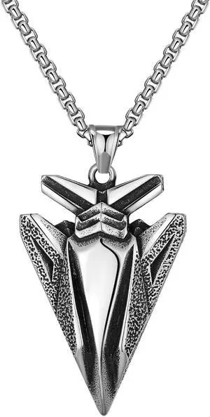 Men Stainless Steel Arrow Necklace Rock Hip Hop Jewelry