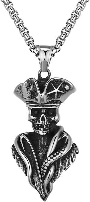 Men Stainless Steel Pirate Skeleton Necklace