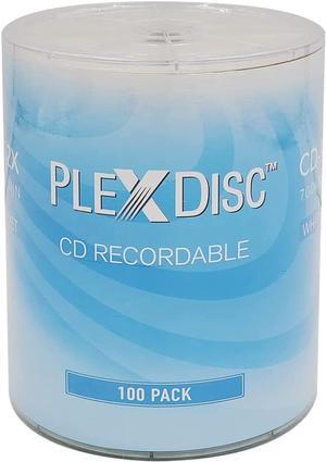 PlexDisc CD-R 700MB 52X White Inkjet Hub Printable Recordable Media - 100pk (no Container) FFB 631-217-BX, 100 Discs