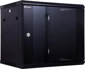 RackPath 9U Performance Wall Mount Server Cabinet Network Rack Enclosure, Quiet Cooling Fan, Locking Glass Door, Black, Welcome to consult