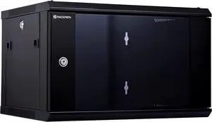 RackPath 6U Performance Wall Mount Server Cabinet Network Rack Enclosure, Quiet Cooling Fan, Locking Glass Door, Black