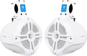 Pair RWB70W White 6.5" 250w Marine Wakeboard 360° Swivel Tower Speakers