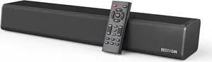 Sound Bar, BESTISAN 50 Watts Soundbar with HDMI, Optical, Coaxial, AUX, USB and Bluetooth Connection, DSP, Bass Adjustable, 16 Inch, Mountable