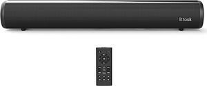 HDMI Sound Bar for TV, Bluetooth Small TV Soundbar Speaker, Optical/HDMI/Aux/Coax/USB/Bluetooth Connection for TV, PC, Projectors, Includes Remote Control, 16 inch