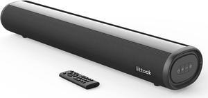 Small Sound Bar for TV, Soundbar with Bluetooth 5.0/HDMI/Optical/USB/AUX/Coax Connection, 50 Watt 16 Inch Soundbars for Home Theater, Wall Mountable (SE04)