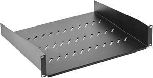 2U Server Rack Shelf Rack Mount Tray 16" Deep for 19" Network Cabinet and Equipment Rack Universal Vented Rackmount Shelf Mounting Tray -2U,16" DeepWeight Capacity 50lbBlack