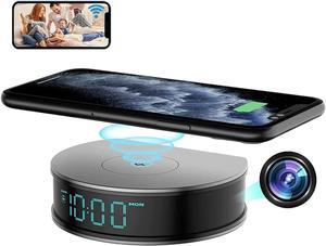 Hidden Spy Mini Camera with 15W Fast Wireless Charger Alarm Clock LIZVIE 1080P WiFi Night VisionMotion DetectionVideo RecordingAPP Remote Monitoring Camera