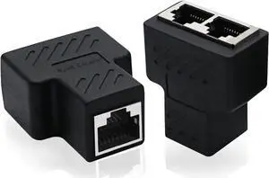 Ethernet Splitter, Tuliyet RJ45 1 to 2 Ethernet Splitter Coupler Adapter , Ethernet Cable &LAN Internet Splitter for Cat5, Cat5e, Cat6 Cable - 2pcs