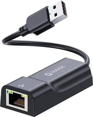 USB to Ethernet Adapter, QUUGE [Plug & Play] USB 2.0 to RJ45 LAN 10 100Mbps Ethernet Adapter for Laptop, Free Driver for WIN MAC OS Linxu Roku TV MacBook Air 2017 Chromebook PC Surface Pro Box TV More