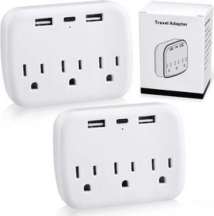 Oudain 2 Pieces Cruise Power Strip Approved 2025 Ship Essentials Non Surge Protection with USB Ports Travel Adapter Approved for Cruise Ship(White)
