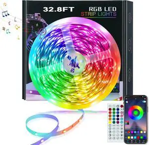 LED Lights Music Sync RGB LED Strip Lights with APP & Remote Control (32ft)