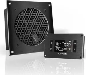 AC Infinity AIRPLATE T3, Quiet Cooling Fan System 6" with Thermostat Control, for Home Theater AV Cabinets