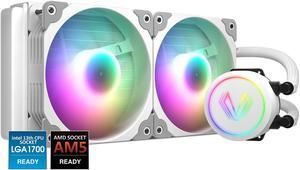 Vetroo V240 White Liquid CPU Cooler 240mm Addressable RGB & PWM Pump & Fans 250W TDP AIO Water Cooler w/Controller Hub for Intel LGA 1700/1200/115X AMD AM5/AM4 for Gaming Console