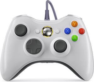 VOYEE PC Controller, Wired Controller Compatible with Microsoft Xbox 360 & Slim/PC Windows 10/8/7, with Upgraded Joystick, Double Shock | Enhanced (White)