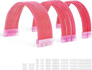 FormulaMod Sleeve Extension Power Supply Cable Kit 18AWG ATX 24P+ (2) EPS 8-P+ (3) PCI-E8-P with Combs for PSU to Motherboard/GPU (Pure Pink) FormulaMod Sleeve Extension Power Supply Cable Kit 18AWG ATX 24P+ (2) EPS 8-P+ (3) PCI-E8-P with Combs for PSU to Motherboard/GPU (Pure Pink)