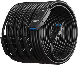100 Feet Active USB Extension Cable 3.0 Male to Female with 3 Extension chipsets Signal Booster - Repeater Cord 30 Meters / 100 Feet (AC Power Supply Included)