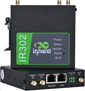 InHand Networks IR302 Industrial IoT 4G LTE VPN Cellular Router, LTE Cat 4+ Wi-Fi, Dual sim Card Slots, Management by Cloud Platform, DI/DO Port, Support T-Mobile, AT&T & Verizon, UL Certification