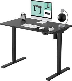 FLEXISPOT Essential Adjustable Height Desk 40 x 24 Inches Small Standing Desk for Small Space Electric Sit Stand Home Office Table Computer Workstation (Black Frame + Black Desktop)