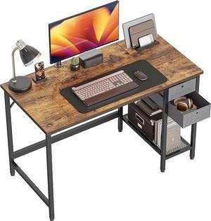 Cubiker Home Office Computer Desk with Drawers, 40 Inch Study Writing Table, Modern Simple Style PC Desk, Rustic Brown