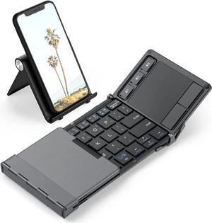 iClever Bluetooth Keyboard, BK08 Folding Keyboard with Sensitive Touchpad (Sync Up to 3 Devices), Pocket-Sized Tri-Folded Fodable Keyboard for Windows Mac Android iOS