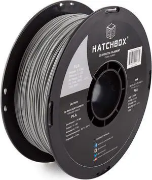 HATCHBOX 1.75mm Cool Gray PLA 3D Printer Filament, 1 KG Spool, Dimensional Accuracy +/- 0.03 mm, 3D Printing Filament