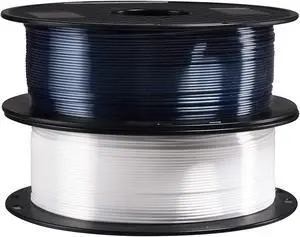 2 in 1 Silk Shiny White Black PLA 3D Printer Filament Bundle, 1.75mm 3D Printing Material 1Kg Each Spool Total 2Kg in One Box with Extra 3D Print Nozzle Clean Tool by TTYT3D