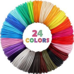 24 Colors 1.75mm ABS 3D Pen Printer Filament Refill, Each Color 3.5m, Total 84m ABS Material, Support for MYNT3D / SCRIB3D 3D Printing Pen, Not Fit for 3Doodler Pen, Pack with 2 Finger Caps by MIKA3D