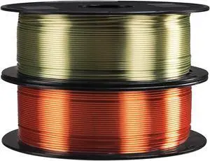 2 Spools Silk Metallic Shiny Red Copper Bronze PLA 3D Printer Filament Bundle, 3D Printing Material 1Kg Each Spool Total 2Kg Pack in One Box, with Extra 3D Print Nozzle Cleaner Tool by TTYT3D