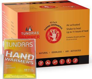 Hot Hand Warmers 11 Hours Long Lasting - 40 Count - Natural Odorless Safe Single Use Air Activated Heat Packs for Hands, Toes and Body - Up to 11 Hours of Heat - TSA Approved