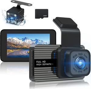 Dash Cam Front and Rear, 1080P Dashcam for Cars,170°Wide Angle Dashboard Cameras Super Night Vision, G-Sensor, Loop Recording, Motion Detection, 24 Hours Parking Monitor with 32GB Card