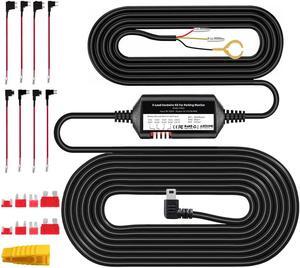 3-Lead ACC Hardwire Kit Mini-USB Port for M550(Pro)/M01 Pro/M17 Dash Cam, 12ft with Fuse Kit, for Dash Camera 24H Parking Monitor, Converts 12V-24V to Output 5V/2.5A Max, Low Voltage Protection