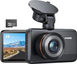 iZEEKER 4K Dash Cam Front with MicroSD Card, 4K 30FPS/1080P 60FPS Dash Camera for Cars, Car Camera with Super Night Vision, WDR, Emergency Recording, Parking Monitoring