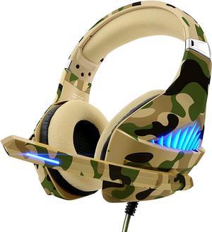 Gaming Headset for PS5 PS4 Xbox ONE Switch PC with Noise Cancelling Over-Ear Stereo Bass Surround Sound Gaming Headphone -Camo