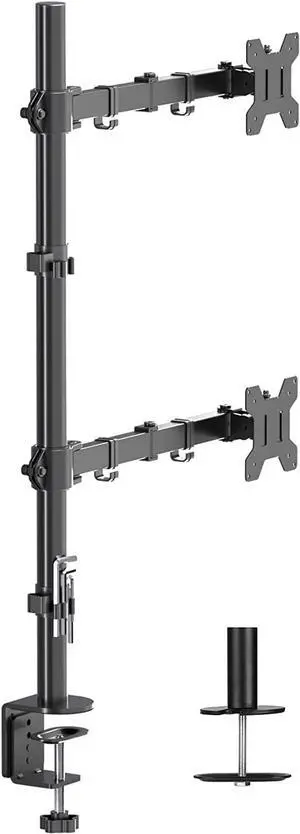 Suptek Single LED LCD Monitor Stand up Desk Mount for 1 / One Screen up to 27 inch Extra Tall 31.5 inch Pole Heavy Duty Fully Adjustable Stand (MD6821DB)