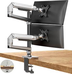 Dual Monitor Stand for Desk, Vertical Dual Monitor Mount with Wide Range of Motion, Dual Monitor Arm for 17-40" Screen up to 25 lbs Each, Computer Monitor Stand for 2 monitors - Silver