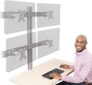 Stand Steady 4 Monitor Mount Desk Setup - Heavy-Duty Height Adjustable Monitor Stand, Swivel Arm with Clamp-On Base, Four Screen VESA Mount Fits Most LCD/LED Monitors 17-32 in. (Silver, 4 Mounts)