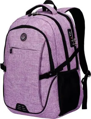 Anti Theft Laptop Backpack Travel Backpacks with usb Charging Port for Women Men High School College Backpack Computer Bag Fits 17 Inch Laptop Purple