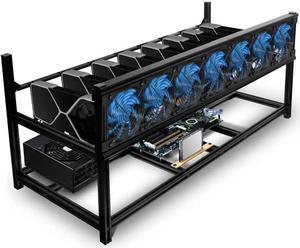 Kingwin Bitcoin Miner Rig Case W/ 6, or 8 GPU Mining Stackable Frame - Expert Crypto Mining Rack W/ Placement for Motherboard for Mining - Air Convection to Improve GPU Cryptocurrency (8 GPU)