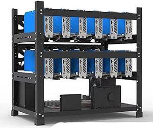 Mining Rig Frame for 12GPU, Steel Open Air Miner Mining Frame Rig Case, Support to Dual Power Supply for Crypto Coin Currency Bitcoin ETH ETC ZEC Mining Tools - Frame Only, Fans & GPU is not Included