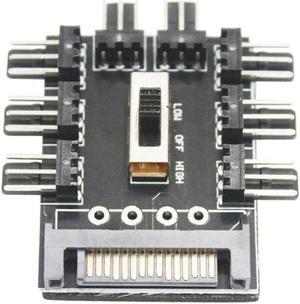 Cooling Fan Hub PC SATA 1 to 8 3Pin 12V Splitter Power Socket PCB Adapter 2 Level Speed Controller for Computer