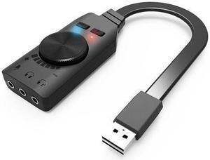USB Sound Card Adapter, Virtual 7.1 Channel External USB Sound Card Audio Card 3.5mm USB Adapter USB to Earphone Headphone for PC Laptop Desktop Windows Mac OS Linux PS4 (Black)